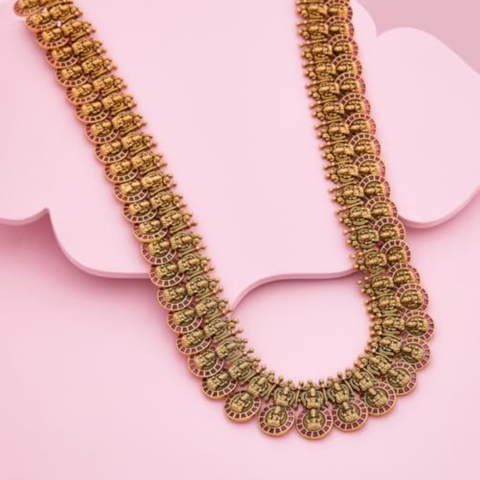 Women's Ruby Gold Polished Copper Antique Necklace